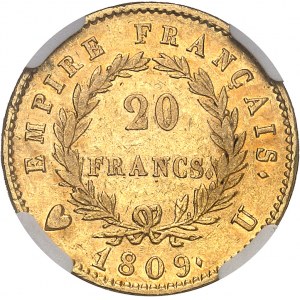 Premier Empire / Napoléon Ier (1804-1814). 20 francs Empire 1809, U, Turin.