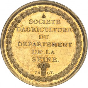 Premier Empire / Napoléon Ier (1804-1814). Médaille d’Or, Olivier de Serres et la Société d’Agriculture du département de la Seine 1807, Paris.
