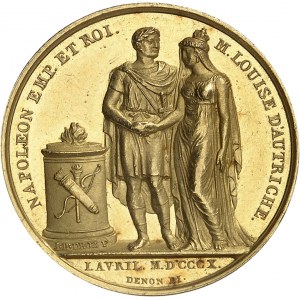 Premier Empire / Napoléon Ier (1804-1814). Médaille d’Or du mariage de Napoléon Ier et de Marie-Louise d’Autriche par Galle et Droz 1810, Paris.