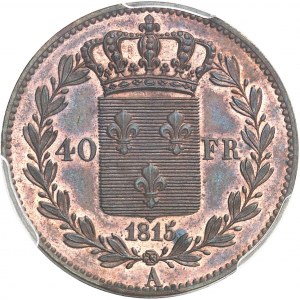 Louis XVIII (1814-1824). Essai du concours de 40 francs, par Tiolier 1815, A, Paris.