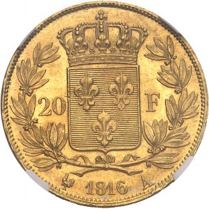 Louis XVIII (1814-1824). 20 francs tête nue 1816, A, Paris.