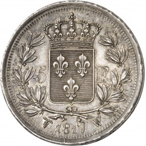Louis XVIII (1814-1824). 5 francs buste nu, frappe fautée 1817, W, Lille.