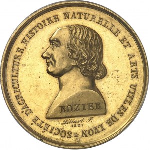 Louis XVIII (1814-1824). Médaille d’Or, Jean-François Rozier et la Société d’Agriculture, Histoire naturelle et Arts utiles de Lyon, avec attribution 1821 et 1822 (attribution), Paris.