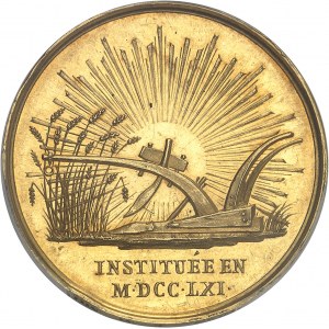 Louis XVIII (1814-1824). Médaille d’Or, Jean-François Rozier et la Société d’Agriculture, Histoire naturelle et Arts utiles de Lyon, avec attribution 1821 et 1822 (attribution), Paris.