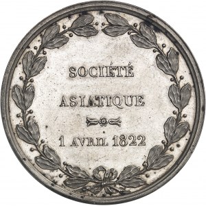 Louis XVIII (1814-1824). Jeton pour la fondation de la Société asiatique, le 1er avril 1822 par Depaulis 1822, Paris.