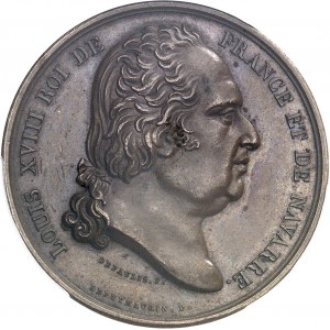Louis XVIII (1814-1824). Jeton pour la fondation de la Société asiatique, le 1er avril 1822 par Depaulis 1822, Paris.