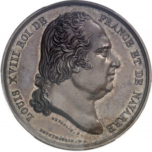 Louis XVIII (1814-1824). Jeton pour la fondation de la Société asiatique, le 1er avril 1822 par Depaulis 1822, Paris.