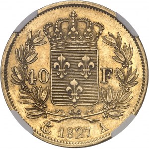 Charles X (1824-1830). 40 Francs, 2e type 1827, A, Paris.