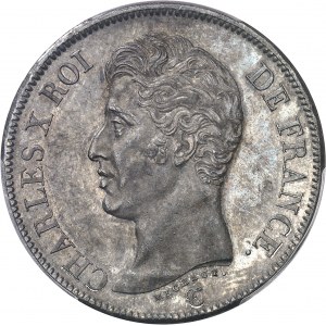 Charles X (1824-1830). 5 francs, 1er type 1825, A, variété avec le A inachevé, Paris.