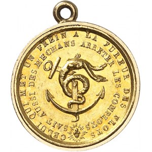 Henri V (1820-1883). Médaillette Or, à l’ancre brisée et au serpent à deux têtes ND (1820), Paris.