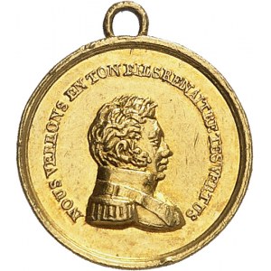 Henri V (1820-1883). Médaillette Or, comme Henri IV, le duc de Bordeaux sera juste et bon, par Caqué ND (1820), Paris.