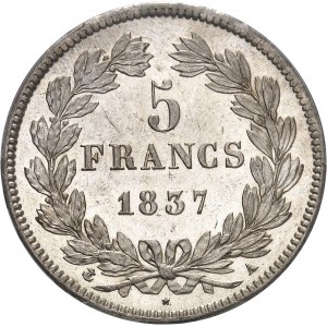 Louis-Philippe Ier (1830-1848). 5 francs Domard 1837, A, Paris.