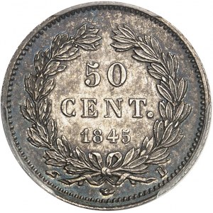 Louis-Philippe Ier (1830-1848). Piéfort de 50 centimes tête laurée 1845, B, Rouen.