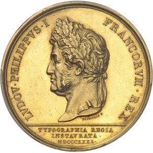 Louis-Philippe Ier (1830-1848). Médaille d’Or, restauration de la typographie 1831, Paris.