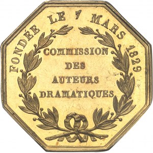 Louis-Philippe Ier (1830-1848). Jeton en Or de la Commission des auteurs dramatiques, attribué à Scribe 1839-1842, Paris.
