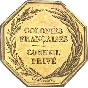 Louis-Philippe Ier (1830-1848). Jeton en Or du Conseil privé des colonies françaises par Dubois et Caqué ND (1830-1831), Paris.