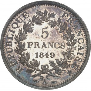 IIe République (1848-1852). 5 francs Hercule, Flan bruni (PROOF) 1849, A, Paris.