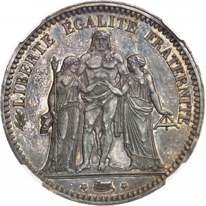 IIe République (1848-1852). 5 francs Hercule, Flan bruni (PROOF) 1849, A, Paris.