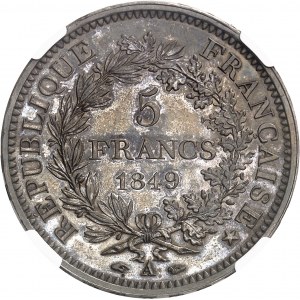 IIe République (1848-1852). 5 francs Hercule, Flan bruni (PROOF) 1849, A, Paris.