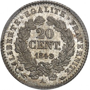 IIe République (1848-1852). 20 centimes Cérès 1849, A, Paris.