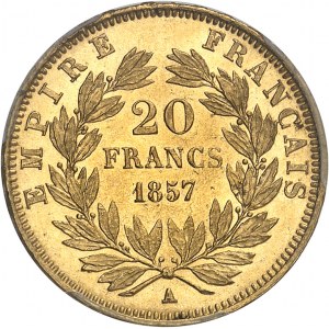 Second Empire / Napoléon III (1852-1870). 20 francs tête nue 1857, A, Paris.
