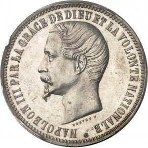 Second Empire / Napoléon III (1852-1870). Essai de 5 francs tête nue par Bouvet 1853, Paris.