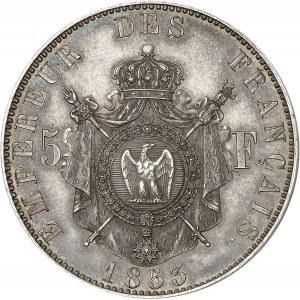 Second Empire / Napoléon III (1852-1870). Essai-piéfort de 5 francs tête nue par Bouvet 1853, Paris.