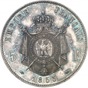 Second Empire / Napoléon III (1852-1870). Essai de 5 francs tête nue, tranche lisse 1853, A, Paris.