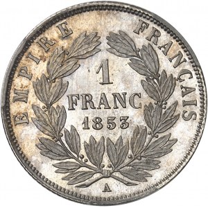 Second Empire / Napoléon III (1852-1870). 1 franc tête nue, grosse tête 1853, A, Paris.