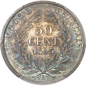 Second Empire / Napoléon III (1852-1870). 50 centimes tête nue 1853, A, Paris.