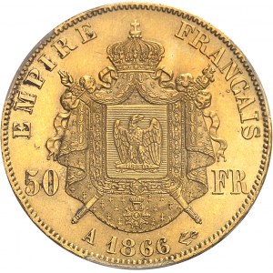Second Empire / Napoléon III (1852-1870). 50 francs tête laurée 1866, A, Paris.