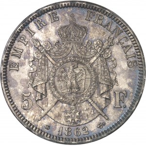 Second Empire / Napoléon III (1852-1870). 5 francs tête laurée 1862, A, Paris.