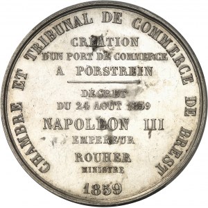 Second Empire / Napoléon III (1852-1870). Médaille, création du port de commerce de Porstrein près de Brest 1859, Paris.