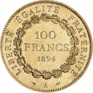 IIIe République (1870-1940). 100 francs Génie 1894, A, Paris.