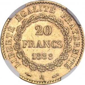 IIIe République (1870-1940). 20 francs Génie 1888, A, Paris.