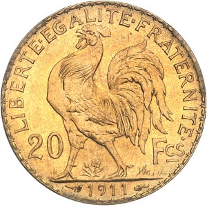 IIIe République (1870-1940). 20 francs Marianne 1911, Paris.
