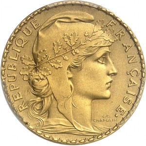 IIIe République (1870-1940). Essai-piéfort de 20 francs Marianne, flan mat 1899, Paris.