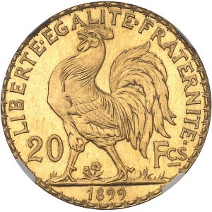 IIIe République (1870-1940). Essai-piéfort de 20 francs Marianne, Flan bruni (PROOF) 1899, Paris.