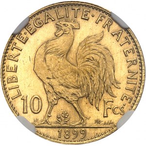IIIe République (1870-1940). Essai-piéfort de 10 francs Marianne, Flan bruni (PROOF) 1899, Paris.