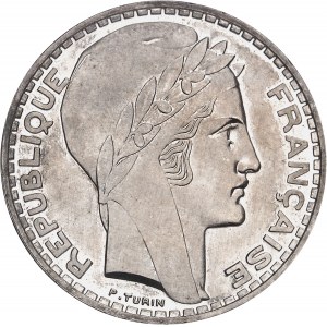 IIIe République (1870-1940). Essai-piéfort de 20 francs Turin 1929, Paris.