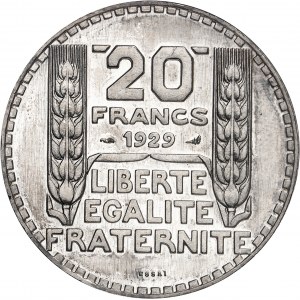 IIIe République (1870-1940). Essai-piéfort de 20 francs Turin 1929, Paris.