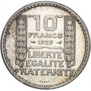 IIIe République (1870-1940). Essai de 10 francs Turin 1929, Paris.