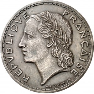 IIIe République (1870-1940). Paire d’épreuves de 5 francs Lavrillier, en galvanotypie 1934, Paris.