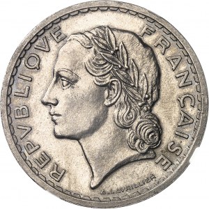 IIIe République (1870-1940). 5 francs Lavrillier en nickel 1939, Paris.