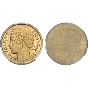 IIIe République (1870-1940). Paire d’épreuves unifaces, avers et revers, de 1 franc Morlon 1932, Paris.