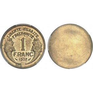 IIIe République (1870-1940). Paire d’épreuves unifaces, avers et revers, de 1 franc Morlon 1932, Paris.