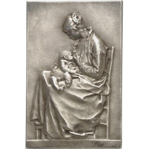 IIIe République (1870-1940). Médaille, Maternité ou Jeune mère allaitant son enfant par Alexandre Charpentier, SAMF n° 28 1899, Paris.