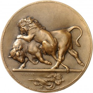 IIIe République (1870-1940). Médaille, Lion et Taureau, Panthère et ses petits par Victor Peter, SAMF n° 126 1904, Paris.