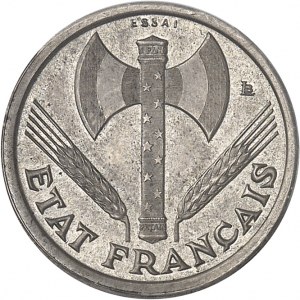État Français (1940-1944). Essai-piéfort de 50 centimes Pétain en argent ND (1941), Paris.