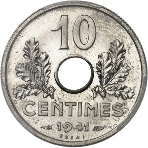État Français (1940-1944). Essai de 10 centimes grand module en maillechort 1941, Paris.